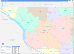 Jo Daviess County, IL Wall Map Color Cast Style 2024